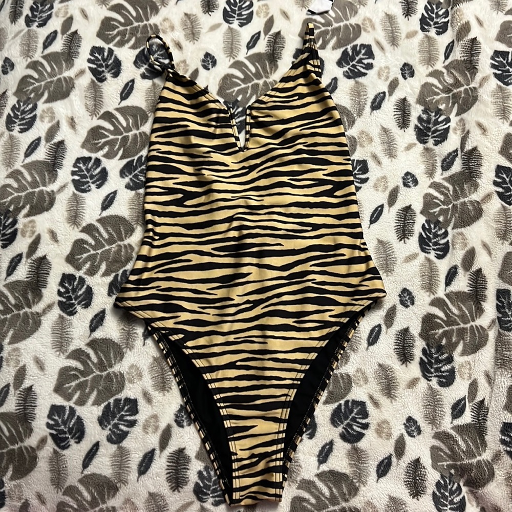 Tiger stripe one piece bathing suit
